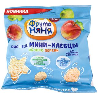 Хлебцы мини рисовые 30г яблоко-персик Фруто няня